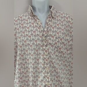 VINEYARD VINES Blue/Red Palm Tree Pattern Buttoned Short Sleeve Shirt Size L